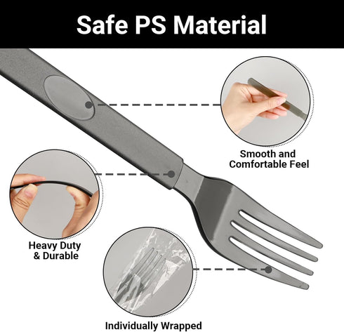 EUSOAR Plastic Forks, 50pcs 6.8"x1.3" Disposable Forks Bulk, Heavyweight Plastic Forks Heavy Duty Cutlery Disposable Utensils Silverware Set for P...