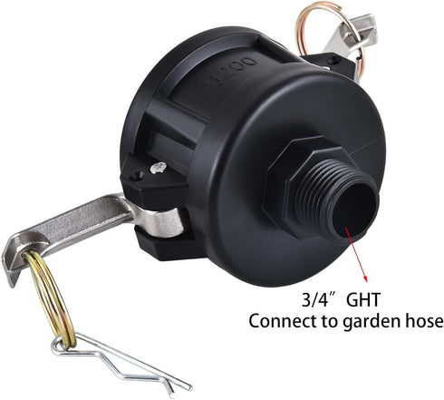 330 275 Gallon IBC Tote Tank Adapter Fittings 2" Cam Lock x Garden Hose Food Garden for Water Tank...