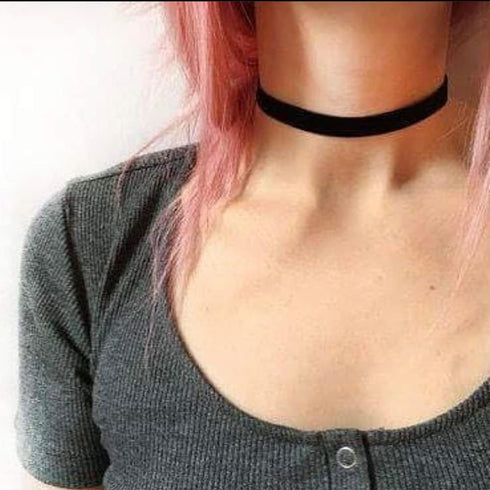 Doubnine Thick Black Choker Velvet Plain Collar Wide Necklace Gothic Jewelry Gift (0.8") (0.8")...