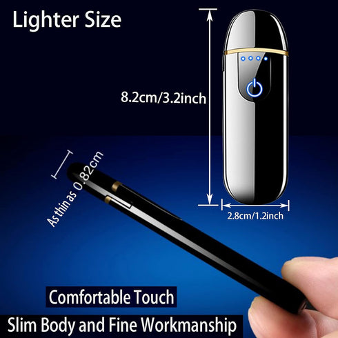 Electric Lighter, Smart Electronic Lighter, Mini USB Rechargeable Lighter Touch Ignition Windproof Flameless Lighter Lightweight Plasma Lighter wi...