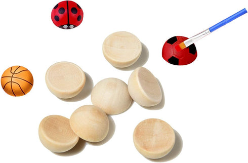 100 PCS 25mm Split Wood Balls, Small Natural Unfinished Half Round Wooden Beads for Kids Craft...