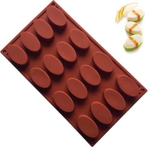 Oval Silicone Pudding Mold, Reusable Silicone DIY Mold Tins Case, Baking Cake Biscuit Cupcake Chocolate Pastry Candy Fondant Ice Cube For Wedding,...