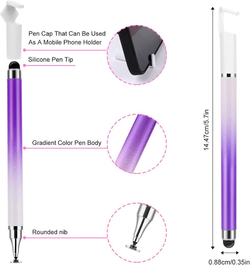Dual-end Stylus Pens for Touch Screens, High Sensitivity Silicone Gel Stylus Pen 2-in-1 Stylus Pen Compatible for Smartphone and Tablets All Unive...
