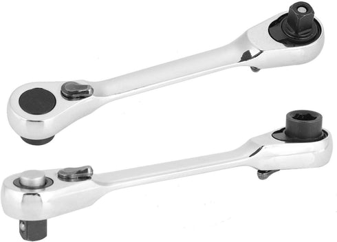 Tomotato 1/4-Inch Mini Double Headed Ratchet Wrench, 72 Tooth Drive Socket and Screwdriver Bit, Quick Release Ratchet Wrench Spanner for Socket, T...