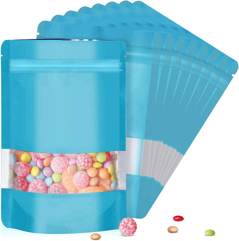5.5"x7.8" 120pcs Smell Proof Mylar Bags for Food Storage, Stand-up Resealable Mylar Bags Food Storage Bags with Matte Window, Foil Pouch Stand-up ...