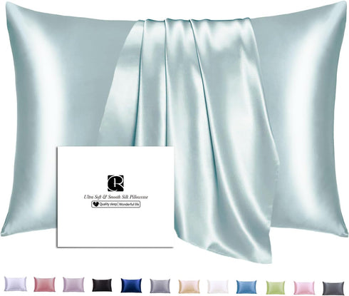 Ravmix Silk Pillow Cases with Zipper, 21momme Mulberry Silk Pillowcase for Hair Skin Health, Soft Smooth Breathable Cool Pillow Cover for Beauty S...