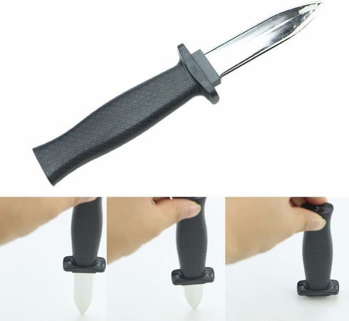2 PCS Retractable Knife Joke Trick Halloween Props Toy Disappearing Dagger Fake Plastic Blade Magic Toy...