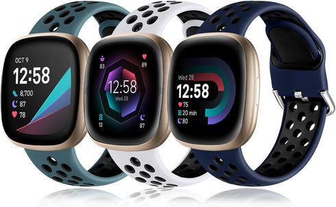 Getino Compatible with Fitbit Sense 2/ Sense Bands/Versa 4/ Versa 3 Bands Women Men, Waterproof Silicone Unique Accessories, Sport Band for Fitbit...