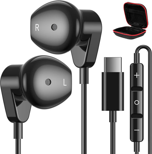 USB C Headphones for iPhone 15 Pro Max Plus,Samsung S24 Ultra S23 FE S22 Flip Fold A54,USB Type C Earphones HiFi Stereo USB C Wired Earbuds with M...