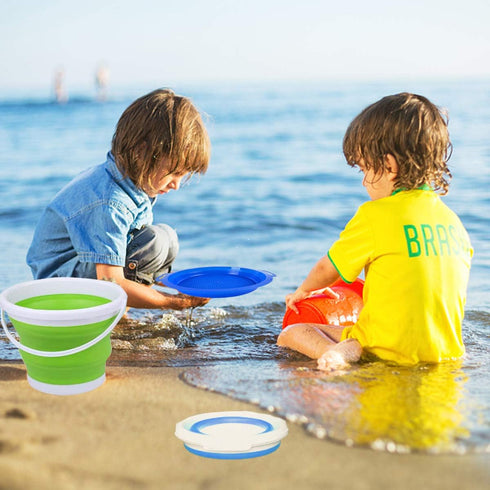 3L Jumbo Foldable Buckets, Sand Beach Toy Silicon Pails for Kids Adults, Collapisible Water Buckets Sandbox Kit Tool Multi Use for Outdoor, Cleani...