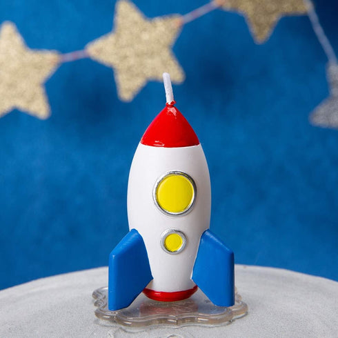 Spaceman Birthday Candle Outer Space Theme Rocket Candle for Birthday Party Childrens Day Baby Shower (Rocket)...