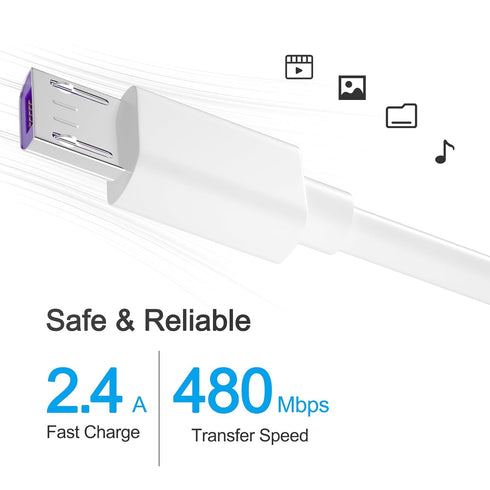 Short Micro USB Cable 1ft,Fast Android Phone Charger Cord,Micro-B Sync Data Charging Cable Compatible with Samsung Galaxy S7 J7,Fire Stick,Tablet...