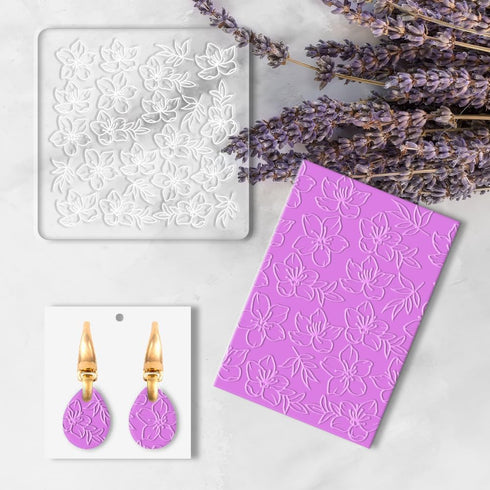 BENECREAT 2Pcs Acrylic Textured Mat, Cherry Blossom and Gingko Patterns Acrylic Clay Texture Sheets Embossing Polymer Clay Tools for Clay Earrings...