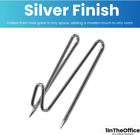 1InTheOffice Panel Wall Wire Hooks, Wall Hooks for Fabric Panel Cubicle Hooks, Silver, 50 Pack...
