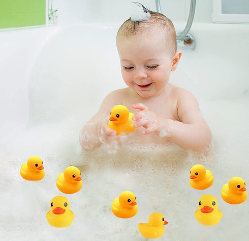 Bath Duck Toys 12 PCS Yellow Rubber Ducks Squeak & Float Ducky Baby Shower Pool Toy for Toddlers Kids Boys Girls...