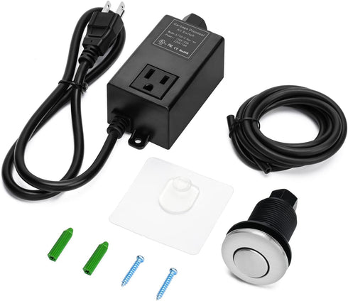 Garbage Disposal Air Switch Kit for SinkTop Waste Disposal with Stainless Steel Brushed Nickel Short Air Button by briidea...
