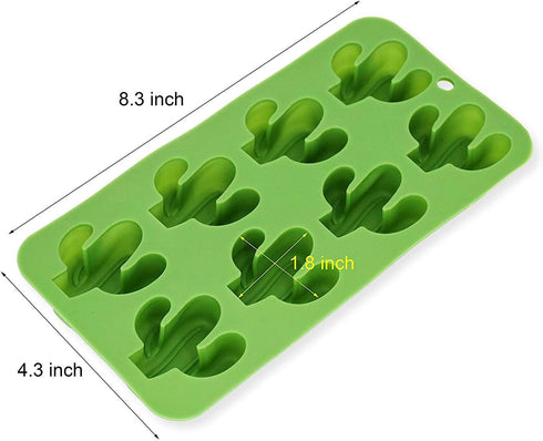 Fewo 8-Cavity Cactus Ice Cube Tray, Cacti Silicone Mold for Chocolate, Candy, Cookie, Fondant, Gummy, Jello, Baking, Candle, Cupcake Topper Decora...