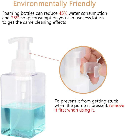 UUJOLY Foaming Soap Dispenser, 450ml (15oz) Refillable Pump Bottle Plastic for Liquid Soap, Shampoo, Body Wash (2 Pcs) (Clear)...