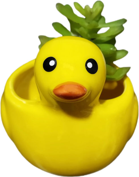 Cute 4.7 Inches Indoor Cartoon Animal Duck Shaped Ceramic Succulent Cactus Flower Plant Pots Planter - Plant Not Included (Yellow)...