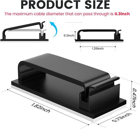 Adhesive Cable Management Clip (20Pcs Black)?Cord Management Under Desk? Wire Organizer for TV PC Ethernet HDMI Extension Cord Power Plug...
