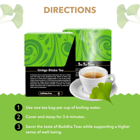 Buddha Teas - Ginkgo Biloba - Organic Herbal Tea - For Cognitive Balance & Overall Health - With Vitamin C - Energizing Blend - Caffeine Free - 10...