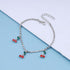 Bohemian Cherry Anklets Cubic Rhinestone Dangle Ankle Bracelets Silver Tassel Fruit Anklet Sparkle Tennis Chain Anklets Foot Jewelry for Women...