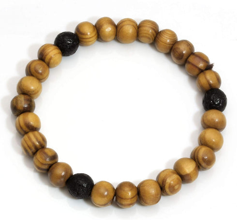 MILAKOO 4Pcs Lava Rock Stone Beads Essential Oil Diffuser Bracelet for Men Women Wood Beads Bracelet...