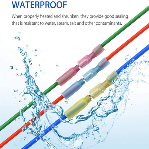 100PCS Heat Shrink Bullet Connectors, Heat Shrink Female & Male Connectors Bullet Terminals, Insulated Waterproof Marine Crimp Automotive Connecto...