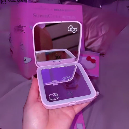 Impressions Vanity Hello Kitty Supercute Compact Mirror with Touch Sensor Switch for Adjustable Brightness, Lighted Makeup Mirror with LED Lights ...
