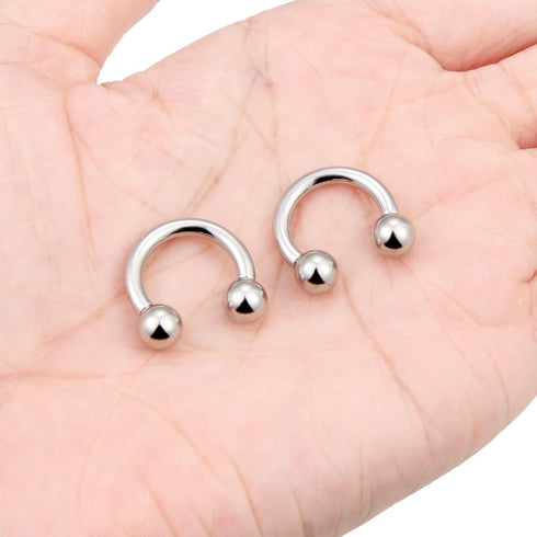 Ftovosyo 2Pcs PA Ring Horseshoe Circular Barbell 316L Surgical Steel Internally Threaded 00G 0G 2G 4G 6G 8G 10G Pierced Body Jewelry for Women 12m...