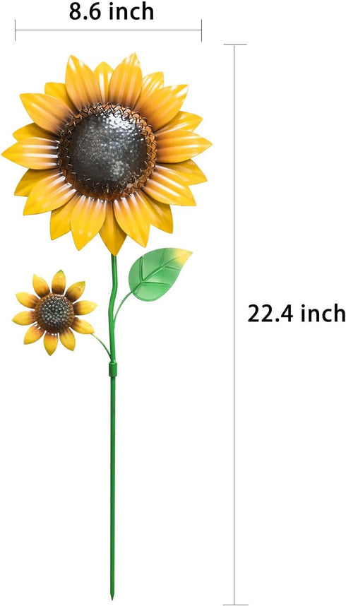 YEAHOME Garden Decor for Outside, 2 Pack 22.4“ Sunflower Garden Stakes Spring Decor, Metal Flowers with Shaking Head Yard Art for Outdoor Yard Law...