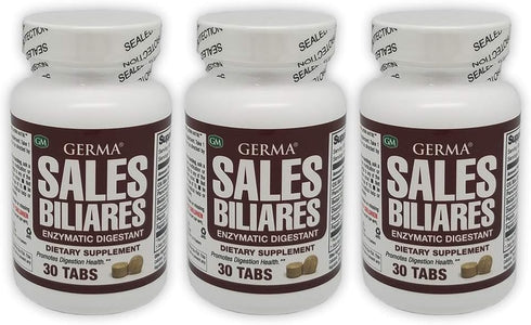 Germa Bile Salts Natural Dietary Supplement. Enzymatic Digestant. Aids in The Digenstion of Starch, Protein and Fat. 30 Tablets. Pack of 3...