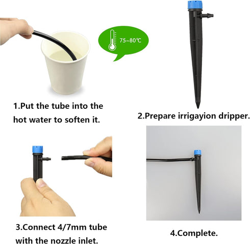 1/4" Drip Irrigation Emitters,50 pcs Drip Emitters for 1/4" Drip Irrigation Tubing,Adjustable 360 Degree Water Flow Drip Heads Water Dripper for P...