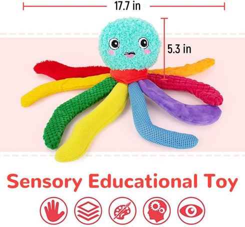 beetoy Infant Toy Baby Plush Toys, Baby Musical Toy with Octopus Shape, Stuffed Animal for Girl boys Infant, Sensory Toys for Babies Soft Toys wit...