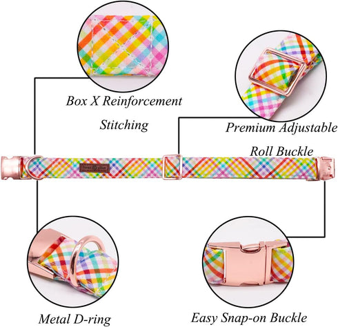 Lionet Paws Easter Day Dog Collar with Bowtie, Dog Sailor Bow Collar with Metal Buckle for Dogs and Cats, Adjustable Comfortable Dog Collar Girl G...