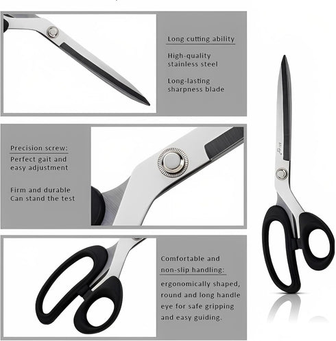 Mr.do Fabric Scissors 10 inch Sewing Scissors All Purpose Sharp Heavy Duty Fabric Scissors for Cutting Clothes Leather Classic Stainless Steel Pro...