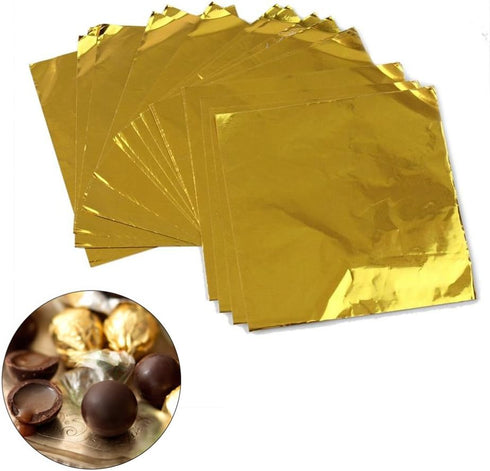Wowagoga Foil Candy Wrappers - 6x6 Inches Gold Aluminum Foils Paper Chocolate Candy Wrappers for Homemade Candies Gifts Decoration, Pack of 200...