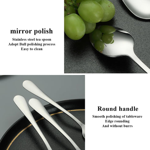 Dinner Spoons 12 Pieces, Stainless Steel 7.28inch Spoons, Dessert Spoons, Table Spoon, Soup Spoons, Easy To Clean, Dishwasher Safe...