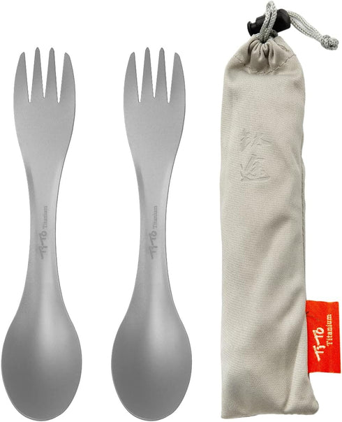 TiTo Titanium Spork 2-in-1 Spoon,Fork and Knife Lightweight Camping Utensil,Eco-Friendly Flatware for Outdoor Traveling,Hiking,Backpacking and Pic...