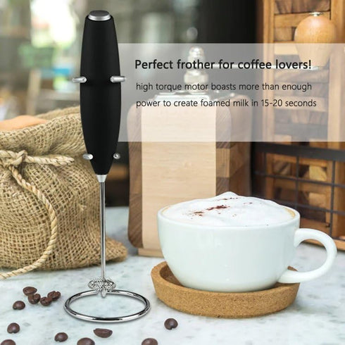Handheld Mini Milk Frother Foam Maker Mixer for Lattes, Coffee, Cappuccino, Frappe, Matcha, Hot Chocolate (Red)...