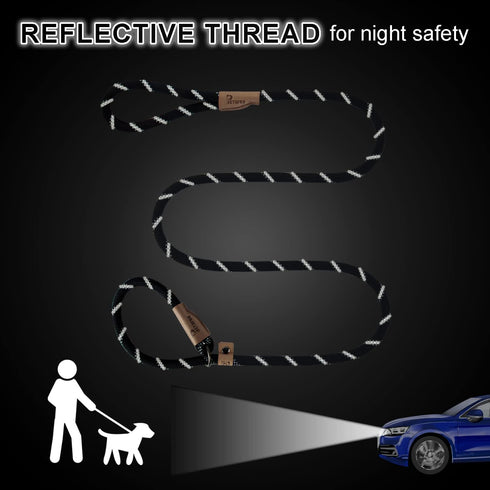 5 FT Slip Lead Dog Leash, Heavy Duty Rope Leash for Small Medium Large Dogs, No Pull Training Lead with Reflective Thread, Strong Comfortable Loop...
