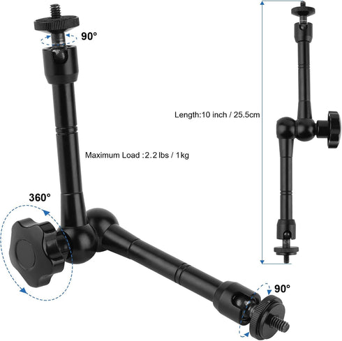 Magnetic Camera Mount for GoPro Hero/Insta 360 / DJI OSMO/AKASO Action Camera,3.46 inch Diam Magnetic Rubber Coating Base,10 inch Length Adjustabl...