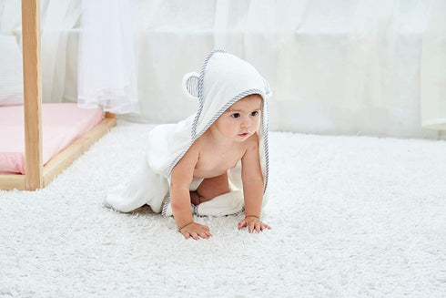 HIPHOP PANDA Hooded Towel - Rayon Made from Bamboo, Bath Towel with Bear Ears for Newborn, Babie, Toddler, Infant - Absorbent Large Baby Towel - W...