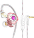 QKZ AK6 Spark HiFi Headphone, 11mm PET Composite Diaphragm Dynamic Earphone, 3.5mm in Ear Gift Earbuds, DJ Music Headset with Microphone (Pink wit...
