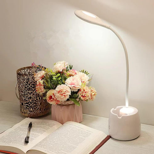 LED Desk Lamp with Pen Holder, Flexible Gooseneck Adjustable Brightness Level Reading Light, 2000mAh Rechargeable Eye-Caring with USB Port Touch C...