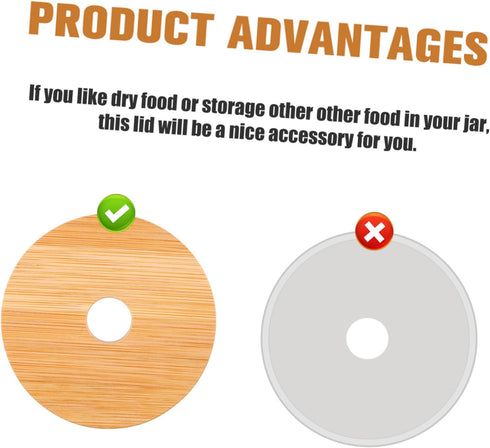DOITOOL 8pcs Bamboo Jar Lids with Straw Hole Reusable Bamboo Jar Lids for Regular Mouth Mason Jar 70MM...