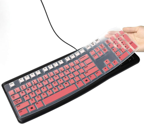 Keyboard Skin for Logitech K120 & MK120 Ergonomic Desktop USB Keyboard - US Layout, Waterproof Anti-Dust?Enhanced Protection and Durability (Pink)...