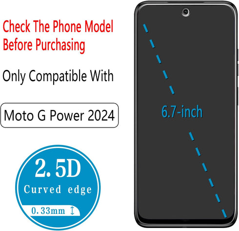(2 Pack) Screen Protector Designed for Motorola Moto G Power 5G (2024) Tempered Glass, Anti Scratch, Bubble Free, Case Friendly......