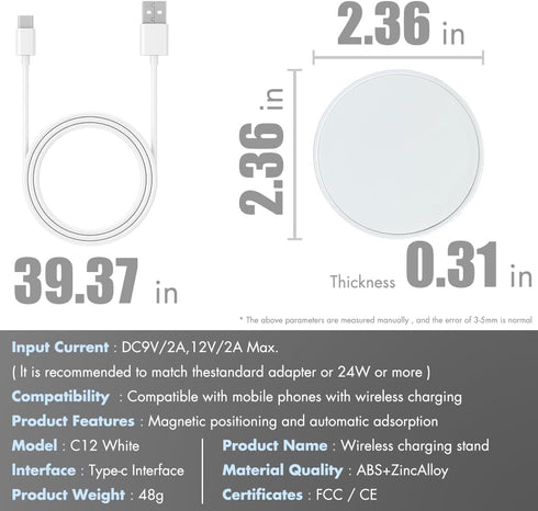 Wireless Charger with Fast Charging Capability,Compatible with iPhone and Samsung Galaxy S24, Google Pixel 8 | iPhone Charger Pad with Finger Ring...