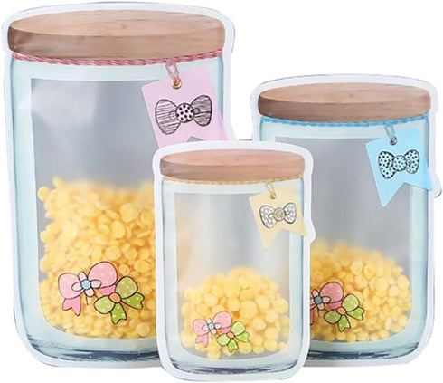 Enkrio 20 Pieces Reusable Mason Jar Zipper Bags, Refrigerator Organizer Stand-up Airtight Seal Saver Bags for Seeds Candy Biscuits Spices (20Large...